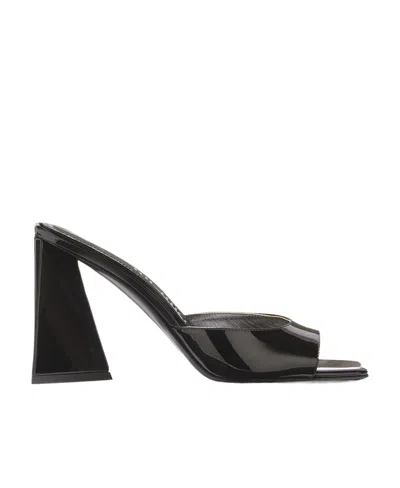 Attico Devon 85mm Patent-leather Mules In 100 Black