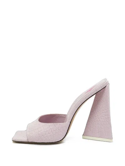 Pre-owned Attico Devon Croc-embossed Sandals In Pink