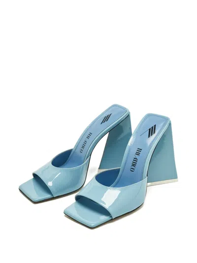 Pre-owned Attico Devon Leather Block-heel Sandals In Blue