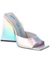 Attico Silver Devon Holographic Mules With Sculpted Heel In Silver