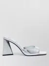 Attico Devon Metallic Platform Open Square Toe Mules In Silver