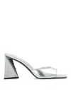 Attico Devon Metallic Platform Open Square Toe Mules In Plata