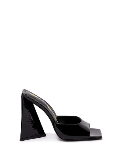 Attico Patent Leather Venus Mules With Statement Heel 9cm In Black