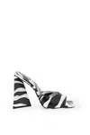 Attico Devon Zebra Print Mules In White, Black
