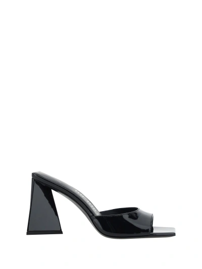 Attico Patent Leather Venus Mules With Statement Heel 9cm In Black