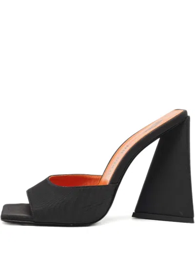 Pre-owned Attico Devon Satin Block-heel Sandals In Black