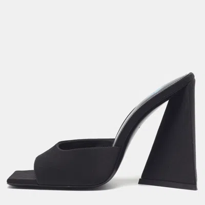Pre-owned Attico Devon Size 37 Black Satin Slide Sandals