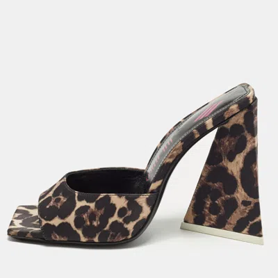 Pre-owned Attico Devon Size 37 Brown/black Satin Slide Sandals