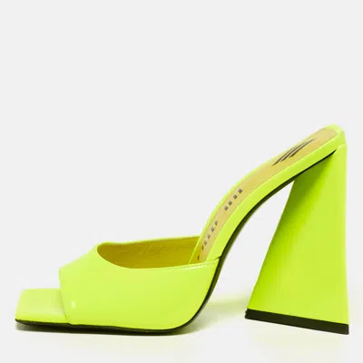 Pre-owned Attico Devon Size 38 Green Patent Leather Slide Sandals