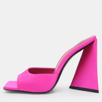 Pre-owned Attico Devon Size 38 Pink Satin Slide Sandals