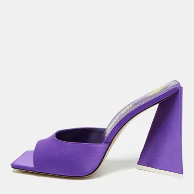 Pre-owned Attico Devon Size 42 Purple Satin Block Heel Slide Sandals
