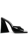 Attico Cheope Glossy Wedge Square-toe Mules In Schwarz