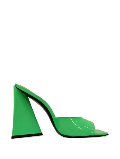 Pre-owned Attico Devon Square-toe Mules In Green
