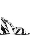 Attico Devon Zebra Print Mules In Weiss