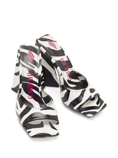 Pre-owned Attico Devon Zebra-print Sandals In White