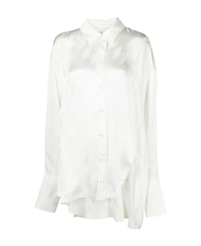 Attico Diana Asymmetric Jacquard Shirt In White