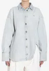 Shop Attico Diana Asymmetrical Oversized Shirt In Sky Blue
