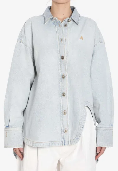 Attico Diana Asymmetrical Oversized Shirt In Blue
