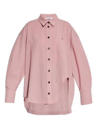 Attico Diana Asymmetric Oversized Shirt In Pink