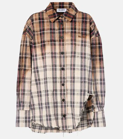 Attico Diana Checked Cotton Flannel Shirt In Multi