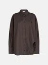 Attico Diana Oversized Cotton Poplin Shirt In Brown