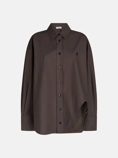 Attico Cotton Poplin Shirt In Brown