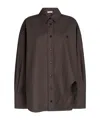 Attico Diana Oversized Cotton Poplin Shirt In Brown
