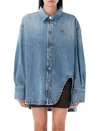 Attico Diana Denim Shirt Jacket In Blue