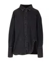 Attico Diana Logo-embroidered Denim Shirt In Black