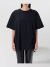 Attico Asymmetric Oversized Round Neck Short Sleeve Top In Black