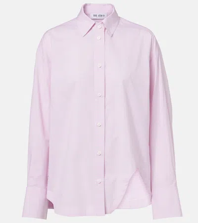 Attico Diana Oversized Checked Cotton Shirt In Pink