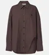 Attico Diana Oversized Cotton Poplin Shirt In Brown