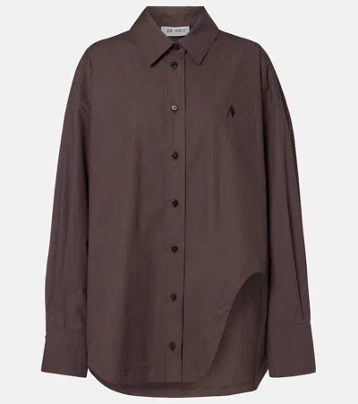 Attico Diana Oversized Cotton Poplin Shirt In Brown