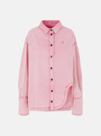 Attico Diana Oversized Washed-out Shirt In Pink