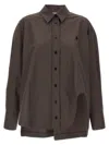 Attico Diana Oversized Cotton Poplin Shirt In Brown