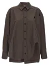 Attico Diana Oversized Cotton Poplin Shirt In Brown