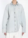 Attico Denim Overshirt With Slit Detail In Blue