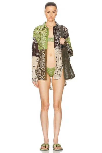 Attico Diana Shirt In Green  Brown  & Beige