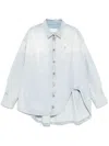 Attico Denim Overshirt With Slit Detail In Blue