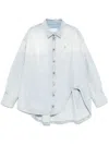 Attico Denim Overshirt With Slit Detail In Blue
