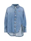 Attico Diana Denim Shirt Long Sleeves In Blue