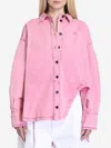 Attico Diana Asymmetric Oversized Shirt In Pink