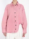 Attico Diana Asymmetric Oversized Shirt In Pink