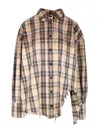 Attico Diana Checked Cotton Flannel Shirt In Brown