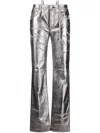Attico Distressed Straight-leg Leather Trousers In Silver
