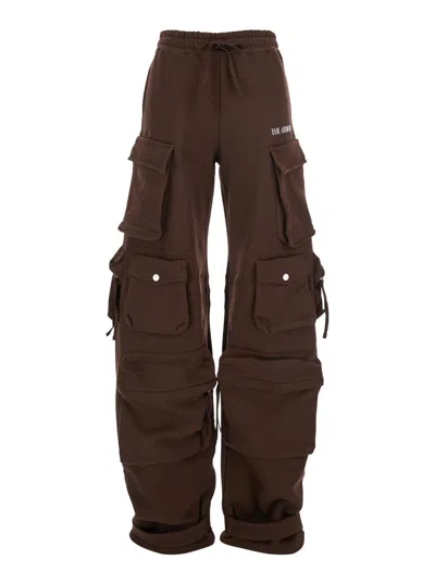Attico Double American Fleece Sweatpants In Brown