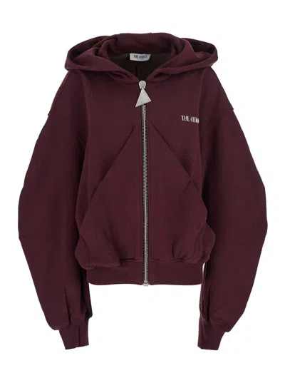 Attico Double American Fleece Sweatshirt In Burgundy
