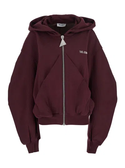 ATTICO BORDEAUX CROPPED SWEATSHIRT WITH FIXED HOOD AND LOGO LETTERING ON THE FRONT IN COTTON WOMAN