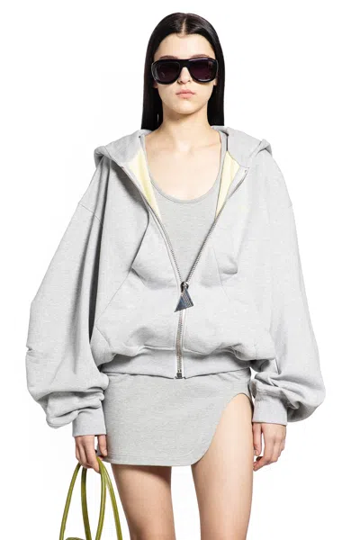 Attico Double American Fleece Zip-up Hoodie In Blue