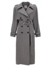 Attico Double-breasted Trench Coat In Gray